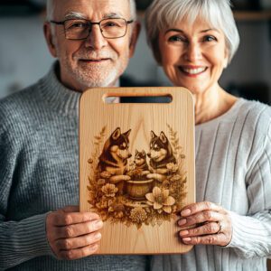 Charcuterie Board Laser Engraving File, Husky Family Floral