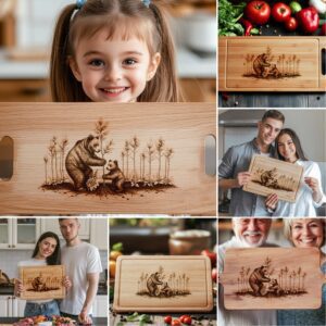 Charcuterie Board Laser Engraving Files, Bear Family Kitchen