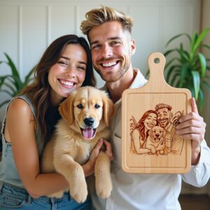 Custom Couple Caricature Portrait, Grayscale Laser Engraved Art,