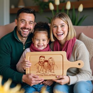 Custom Family Hand Drawn Portrait from Photo, Laser