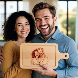 Custom Hand-Drawn Couple Portrait from Photo, Laser Engraving