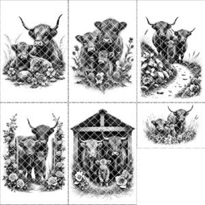 Highland Cow Family Charcuterie Board Laser Engraving Bundle,
