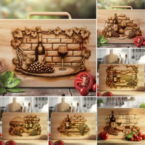 Laser Engraving Designs Bundle for Charcuterie Boards, Retro