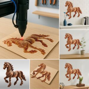 Wild Animal 3D Illusion Laser Engraving Bundle, Set