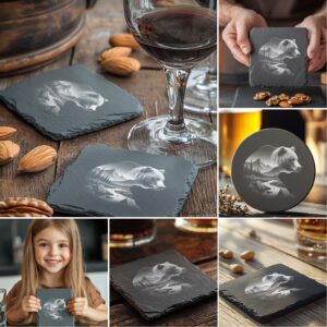 Wild Animal Double Exposure Slate Coaster Bundle, 6