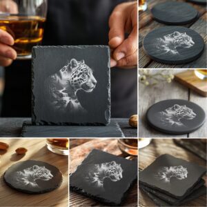 Wild Animal Double Exposure Slate Coaster Bundle, 6