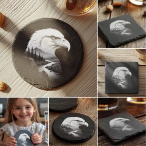 Wild Animal Double Exposure Slate Coaster Engraving Designs