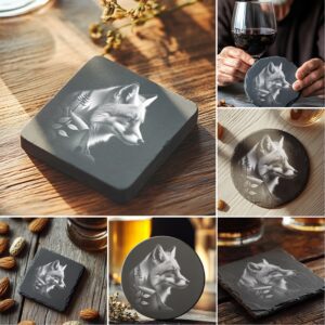 Wild Animal Double Exposure Slate Coaster Engraving Designs