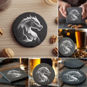 Wild Animal Double Exposure Slate Coaster Engraving Designs,