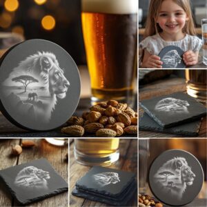 Wild Animals Double Exposure Laser Engraving Bundle, Slate