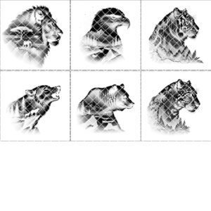 Wild Animals Double Exposure Laser Engraving Bundle, Slate