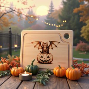 Halloween Bat Cat Pumpkin Charcuterie Board Laser Engraving