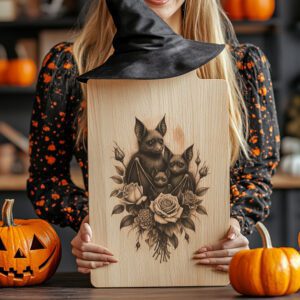 Halloween Bat Engraving Laser File, Moonlit Rose Charcuterie