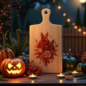 Halloween Bat Engraving Laser File, Moonlit Rose Charcuterie