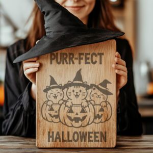 Halloween Cat Parade Laser Engraving File, Cute Pumpkin