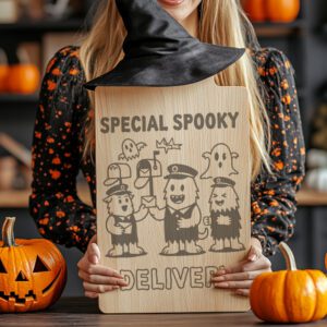 Halloween Charcuterie Board Design, Monster Mail Laser Engraving