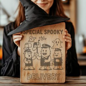 Halloween Charcuterie Board Design, Monster Mail Laser Engraving