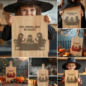 Halloween Charcuterie Board Designs Bundle, 6 Funny Laser