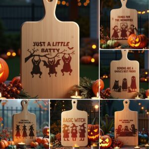 Halloween Charcuterie Board Designs Bundle, 6 Funny Laser
