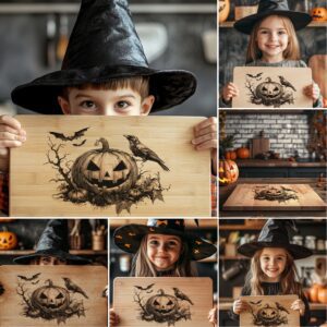 Halloween Charcuterie Board Engraving Bundle, 6 Spooky Laser