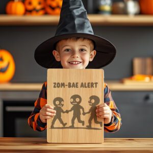 Halloween Charcuterie Board Engraving, Cute Zombie Trio Design,