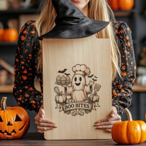 Halloween Charcuterie Board Engraving File, Ghost Chef Design