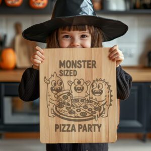Halloween Charcuterie Board Engraving File, Monsters Pizza Party,