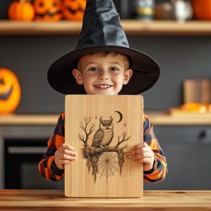Halloween Charcuterie Board Engraving File, Owl on Branch,
