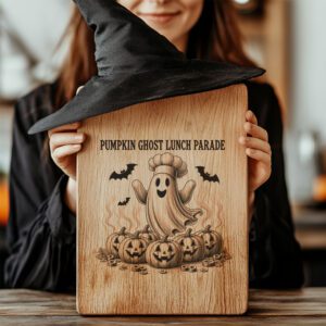 Halloween Charcuterie Board Engraving File, Pumpkin Ghost Parade
