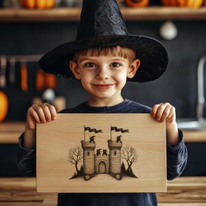 Halloween Charcuterie Board Engraving File, Witch Familiars, Castle