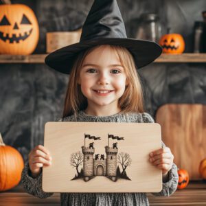 Halloween Charcuterie Board Engraving File, Witch Familiars, Castle