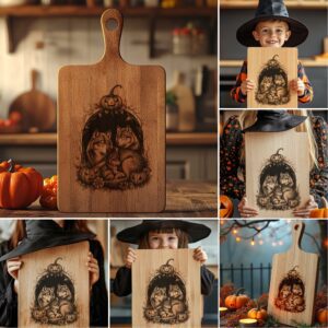 Halloween Charcuterie Board Engraving Files, Animal Family Designs