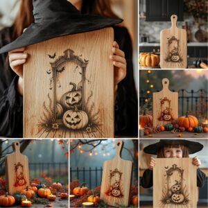 Halloween Charcuterie Board Engraving Files Bundle, Spooky Laser