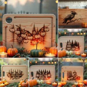 Halloween Charcuterie Board Engraving Files, Spooky Laser Bundle,