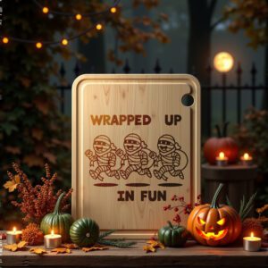 Halloween Charcuterie Board Engraving, Funny Mummy Sack Race,