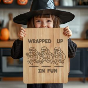 Halloween Charcuterie Board Engraving, Funny Mummy Sack Race,