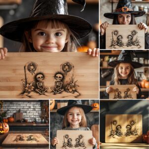 Halloween Charcuterie Board Laser Engraving File, Skull and