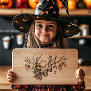 Halloween Charcuterie Board Laser File, Bat Engraved, Autumn