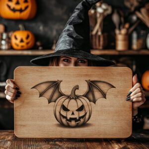Halloween Charcuterie Board Laser File, Pumpkin Bat Design,