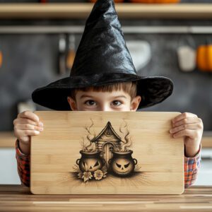 Halloween Charcuterie Board Laser File, Spooky Cauldron Engraved