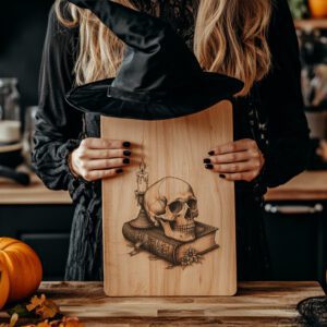 Halloween Charcuterie Board, Skull Book Design, Gothic Spooky
