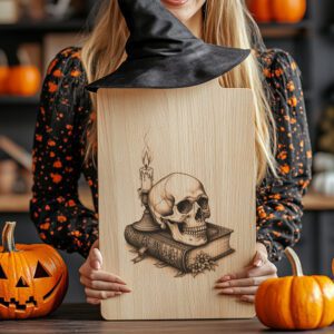 Halloween Charcuterie Board, Skull Book Design, Gothic Spooky