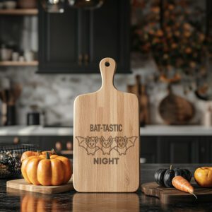 Halloween Cheese Board Engraving, Bat Design, Spooky Charcuterie