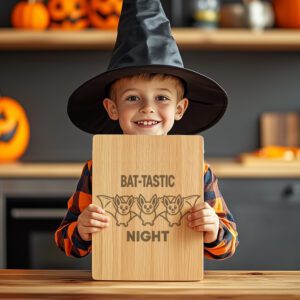 Halloween Cheese Board Engraving, Bat Design, Spooky Charcuterie