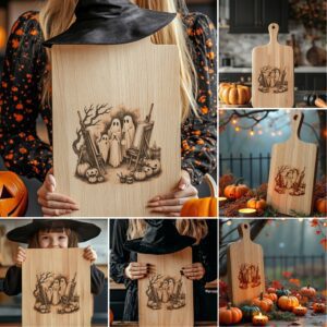 Halloween Engraving Bundle, Spooky Charcuterie Board Laser Designs,