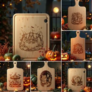 Halloween Engraving Bundle, Spooky Charcuterie Board Laser Designs,