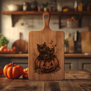 Halloween Ghost Cats Laser Engraving Design, Pumpkin Charcuterie