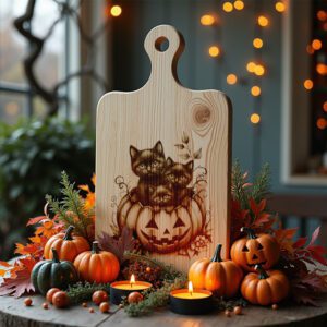 Halloween Ghost Cats Laser Engraving Design, Pumpkin Charcuterie