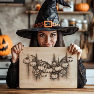 Halloween Laser Engraving File, Bats and Pumpkin Lights