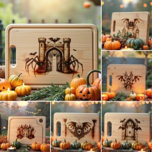 Halloween Laser Engraving File Bundle, Spooky Charcuterie Board